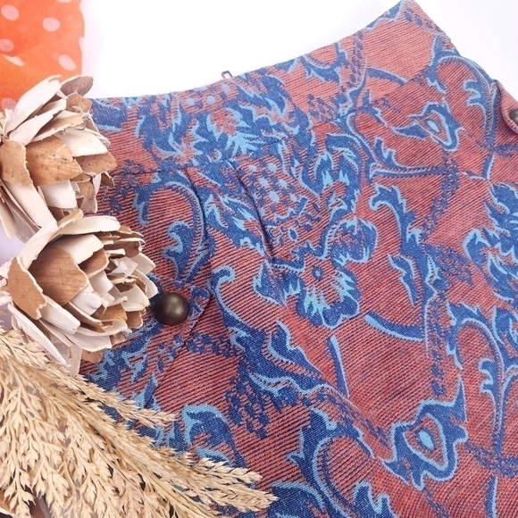 Tulle Blue Orange Coral Patterned Skirt Sz S - Picture 11 of 11